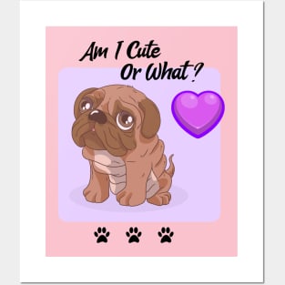 Pug Puppy / Am I Cute Or What / Pug Design Posters and Art